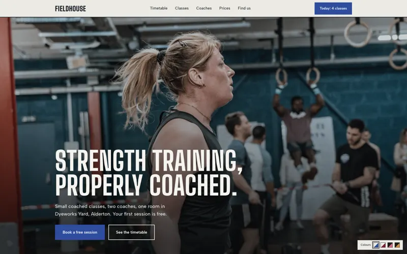 The Fieldhouse theme, a website for gyms and fitness studios