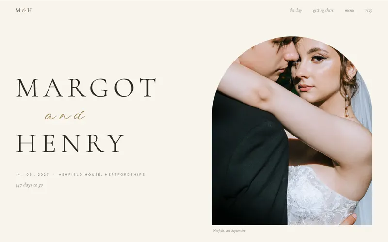 The Forever theme, a website for weddings