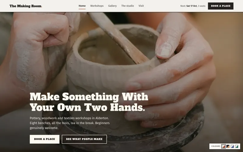 The Making Room theme, a website for craft workshops