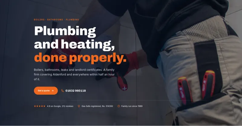 The Marsden theme, a website for trades and home services