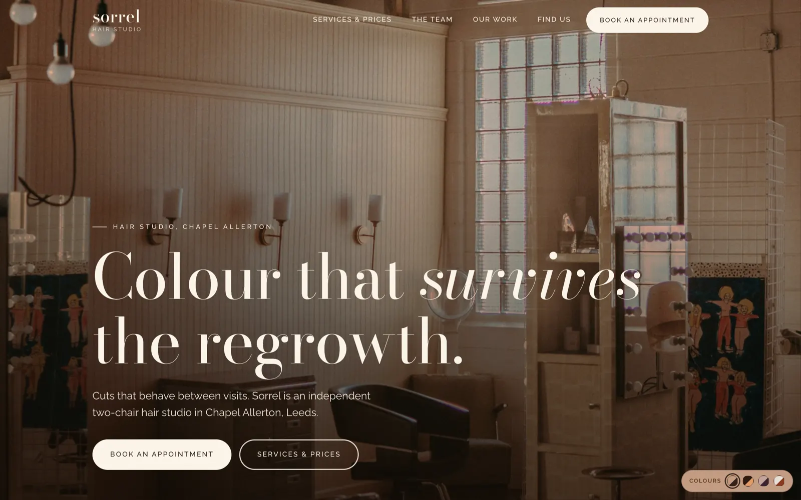 The Sorrel theme for hair and beauty salons
